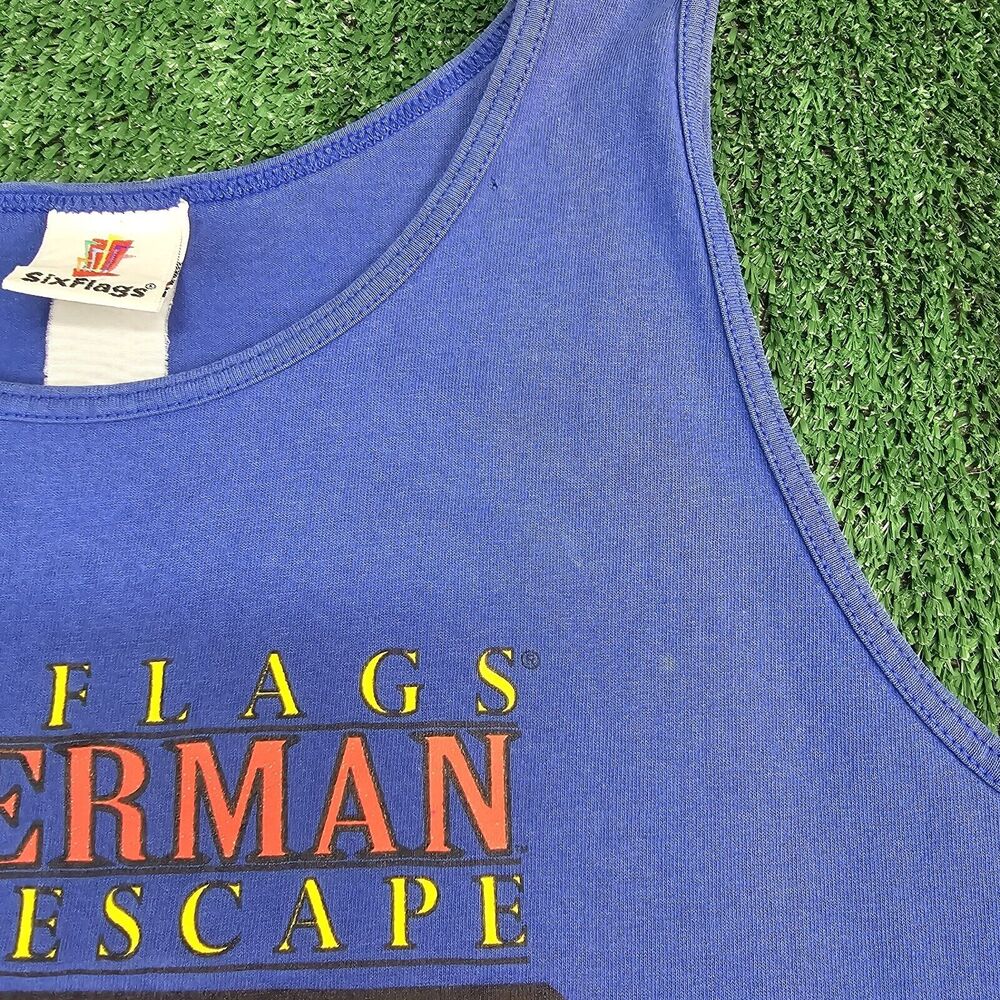 Vintage Six Flags Superman The Escape Tank Top Shirt Large 90s Vtg DC Comics - Picture 8 of 11